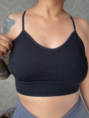 Forever 21 Black Ribbed Spaghetti-Strap Bralette